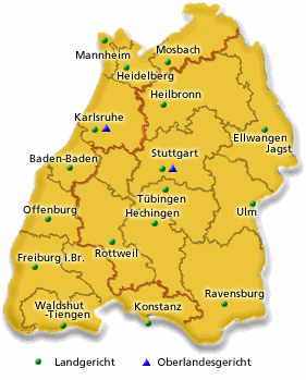 Übersichtskarte der Landgerichtsbezirke